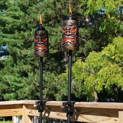 Sunnydaze Decor Sunnydaze Outdoor 3-in-1 Adjustable Height Tiki Face Patio and Lawn Torch Light Set - 4pk 6 Sunnydaze Decor Sunnydaze Outdoor 3-in-1 Adjustable Height Tiki Face Patio and Lawn Torch Light Set - 4pk - Image 4