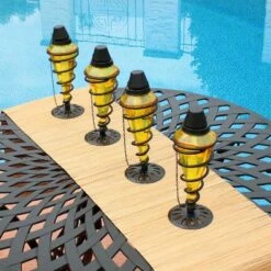 4pk Colored Glass Tabletop Torches - Yellow - Sunnydaze Decor -Outdoor Lighting Official Shop unnamed file 805