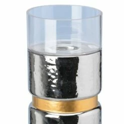 Clear & Mercury Candle Holder - Silver - A&B Home