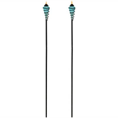 Sunnydaze Decor Sunnydaze Outdoor Adjustable Height Glass and Metal Swirl Patio and Lawn Citronella Torch Set - Blue - 2pk 8 Sunnydaze Decor Sunnydaze Outdoor Adjustable Height Glass and Metal Swirl Patio and Lawn Citronella Torch Set - Blue - 2pk - Image 6