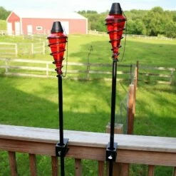 Sunnydaze Decor Sunnydaze Outdoor Adjustable Height Glass and Metal Swirl Patio and Lawn Citronella Torch Set - Red - 2pk -Outdoor Lighting Official Shop unnamed file 823
