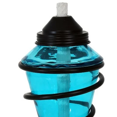 Sunnydaze Decor Sunnydaze Outdoor Tabletop Glass and Metal Swirl Patio Table and Lawn Citronella Torch Set - Blue - 8pk 4 Sunnydaze Decor Sunnydaze Outdoor Tabletop Glass and Metal Swirl Patio Table and Lawn Citronella Torch Set - Blue - 8pk - Image 2