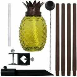 Sunnydaze Decor Sunnydaze Outdoor Adjustable Height 3-in-1 Glass Tropical Pineapple Torches with Connected Snuffs and Metal Poles - Yellow - 2pk -Outdoor Lighting Official Shop unnamed file 851