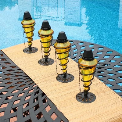 Sunnydaze Decor Sunnydaze Outdoor Tabletop Glass and Metal Swirl Patio Table and Lawn Citronella Torch Set - Yellow - 8pk 5 Sunnydaze Decor Sunnydaze Outdoor Tabletop Glass and Metal Swirl Patio Table and Lawn Citronella Torch Set - Yellow - 8pk - Image 3
