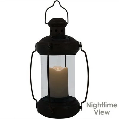 Sunnydaze Decor Sunnydaze Outdoor Antique Style Hanging Solar Lantern Light with LED Light and Candle - 12" - Bronze - 6pk 4 Sunnydaze Decor Sunnydaze Outdoor Antique Style Hanging Solar Lantern Light with LED Light and Candle - 12" - Bronze - 6pk - Image 3