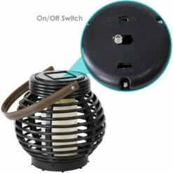 Sunnydaze Decor Sunnydaze Outdoor Patio Garden Lerena LED Hanging Tabletop Solar Powered Lantern with Candle - 6" - Black -Outdoor Lighting Official Shop unnamed file 906