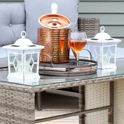 Sunnydaze Decor Sunnydaze Outdoor Lucien Hanging Tabletop Solar LED Rustic Farmhouse Decorative Candle Lantern - 9" - White - 2pk 4 Sunnydaze Decor Sunnydaze Outdoor Lucien Hanging Tabletop Solar LED Rustic Farmhouse Decorative Candle Lantern - 9" - White - 2pk - Image 2