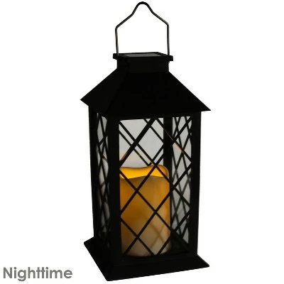 Sunnydaze Decor Sunnydaze Outdoor Concord Hanging Tabletop Solar LED Rustic Farmhouse Decorative Candle Lantern - 11" - Black - 2pk 8 Sunnydaze Decor Sunnydaze Outdoor Concord Hanging Tabletop Solar LED Rustic Farmhouse Decorative Candle Lantern - 11" - Black - 2pk - Image 6
