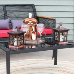 Sunnydaze Decor Sunnydaze Outdoor Lucien Hanging Tabletop Solar LED Rustic Farmhouse Decorative Candle Lantern - 9" - Copper - 2pk -Outdoor Lighting Official Shop unnamed file 977